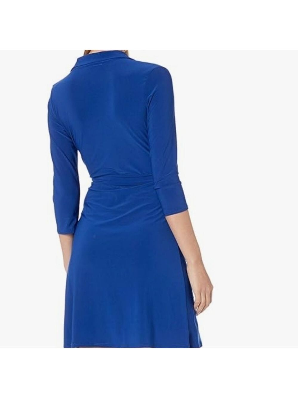 StarVixen Royal Blue Women's 3/4 Sleeves Faux Wrap Dress NWOT Size L - Picture 2 of 7